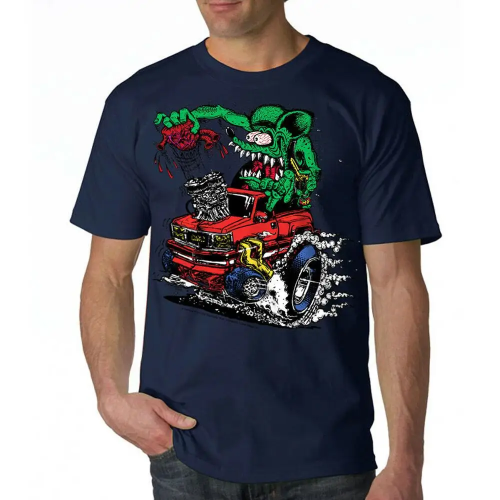 Rat Fink сердце грузовика гонки &quotбольшой папа&quot Мужская черная футболка новые
