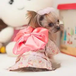 2018 Новая мода Большой бантом Pet Одежда Рубашка с рисунком «Собаки» весенние и летние Одежда для собак японские кимоно платье любимчика