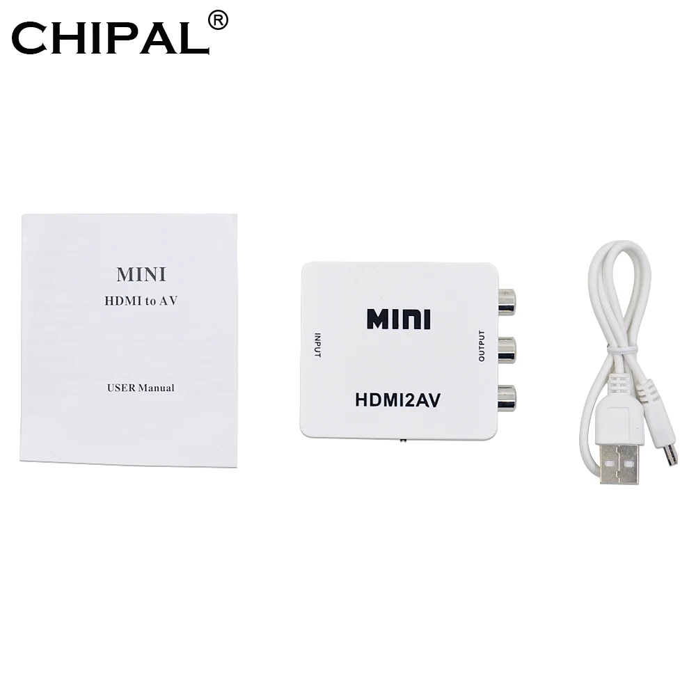 Адаптер CHIPAL Mini HDMI2AV RCA CVBS 1080P преобразователь HDMI в AV композитное видео скалер NTSC PAL
