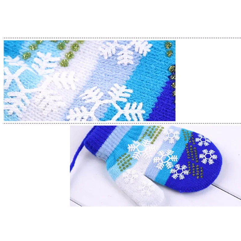 New Children Gloves Autumn Winter Kids Gloves Warm Boys Girls Mittens Snowflake Stripe Products Baby Accessories Free Shipping (7)