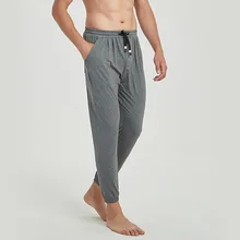 Primavera verão outono fino macio modal algodão lounge calças pijamas dos homens soltos respirável elástico casa sono bottoms
