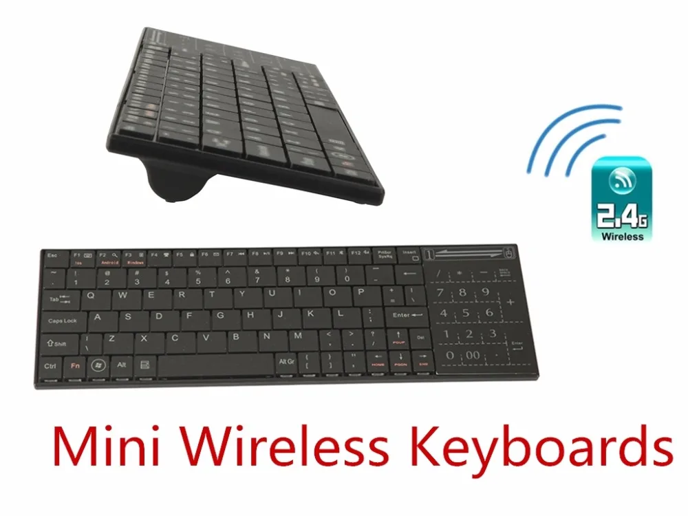 

Mini Wireless Keyboards 2.4Ghz USB Bluetooth Ultra slim Built-in Touchpad For Windows/ iOS/ Android / Linux
