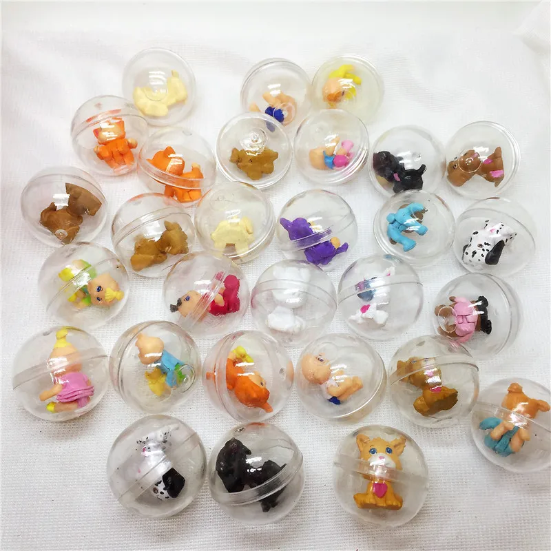 30 шт./упак. 28 мм диаметр прозрачный пластиковый мяч капсулы игрушка с внутренней подкладкой из фланели с различными игрушка в виде фигурки для торгового автомата как подарок для ребенка