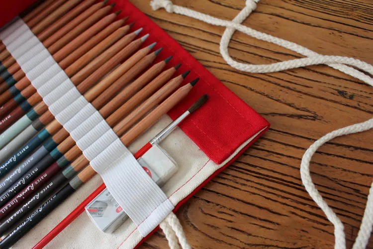 Emoshire Cloth light curtain cotton canvas handmade cloth pencil pencil bag large capacity pen secret garden (6)