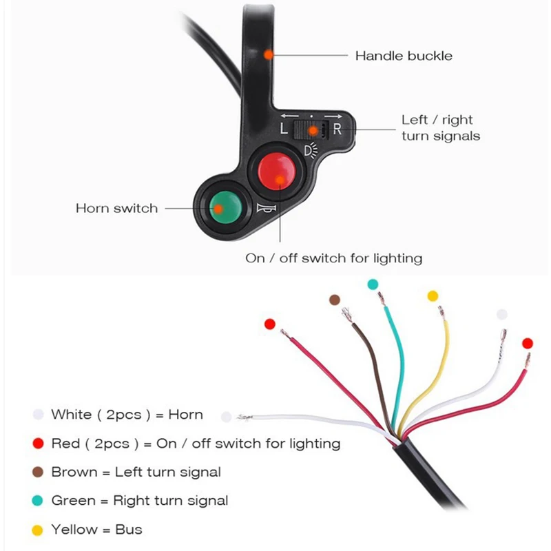 Переключатель для мотоцикла, светильник 3 в 1, сигнал поворота, кнопка включения/выключения, электрический велосипед, скутер, квадроцикл, для 22 мм, диаметр руля, аксессуары