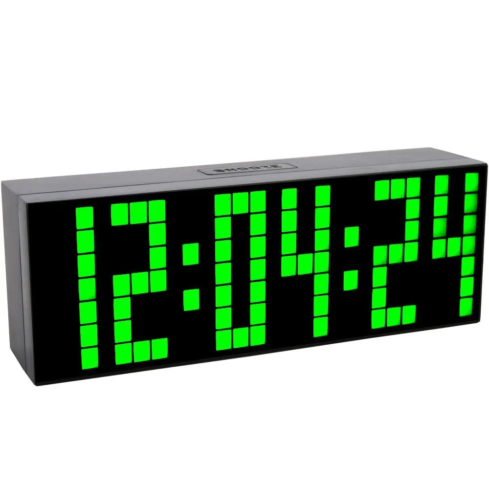 Led digitální budík velké odpočítávání časovač elektrické hodiny s teplotní kalendář displej snooze noční hodinky zelená