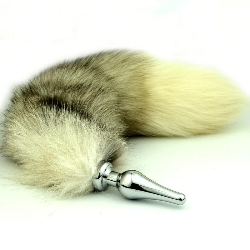 Exotic Accessories Real Fox Tail Anal Butt Plug Metal Anus Beads Stimulation Sex Products Adult Games Flirting Toys For Women |
