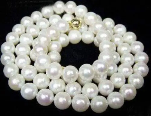 

FREE SHIPPING>@@> Hot sale new Style >>>>> High Quality 7-8mm Natural White Akoya Cultured Pearl Necklace 17.5
