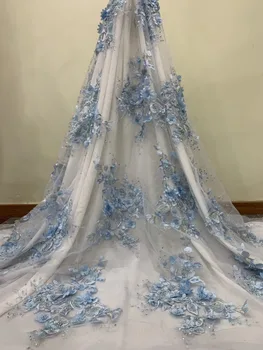 

african French Lace Fabric ZH-3203 New design embroidered African Tulle Lace Fabric with sequins