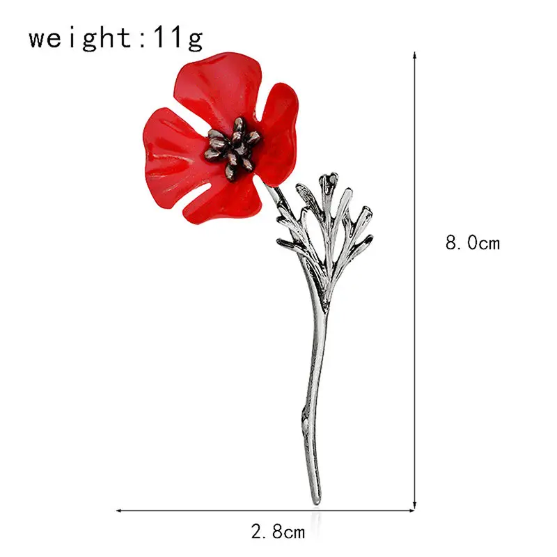 Полезная Новинка 1 шт. модная красная брошь Маковый цветок винтажные булавки для воротника для женщин и мужчин ювелирные броши на булавке