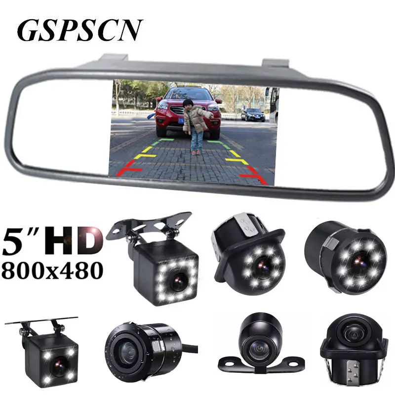 2 in 1 Universal TFT Rearview 5 Inch Mirror Monitor with Car Rear View font b