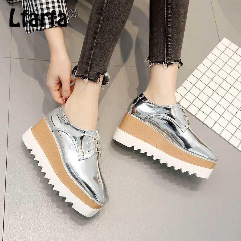 

LEOPARD LAND 2019 Spring Thick Basket Shoes Women's Belt Slope Heel Shoes Raise Shoes British Style Women Loafer Shoes HZB-763-8