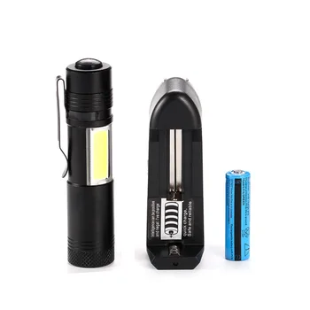 

new Outdoor AA / 14500 LED Flashlights White Light COB Flashlight Torch Lamps Clip Working Light Camping Torch & Battery charger