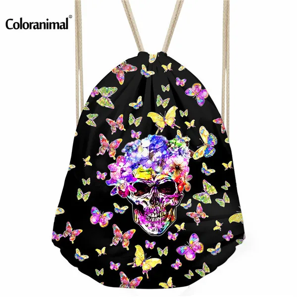 Coloranimal 3D печать панк череп Drawstring сумка женская повседневная Mochila Feminina сумка на плечо для мальчиков повседневная дорожная мягкая сумка для хранения - Цвет: CC3532Z3