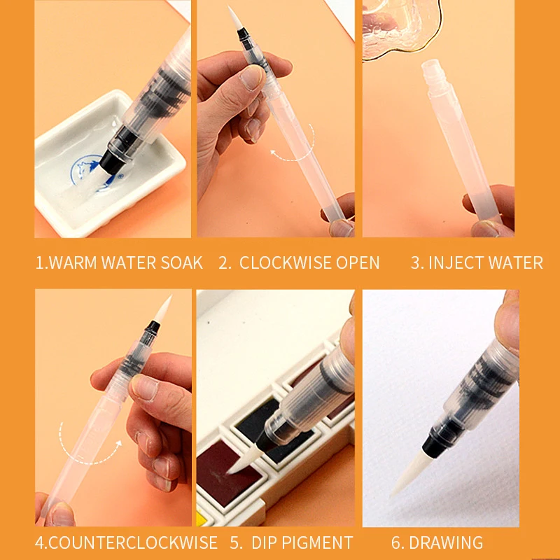 Superior 6 개/대 물 Brush 대용량 배럴 물 Color 페인트 Brush Set Soft Painting Brush 대 한 Painting Art 용품