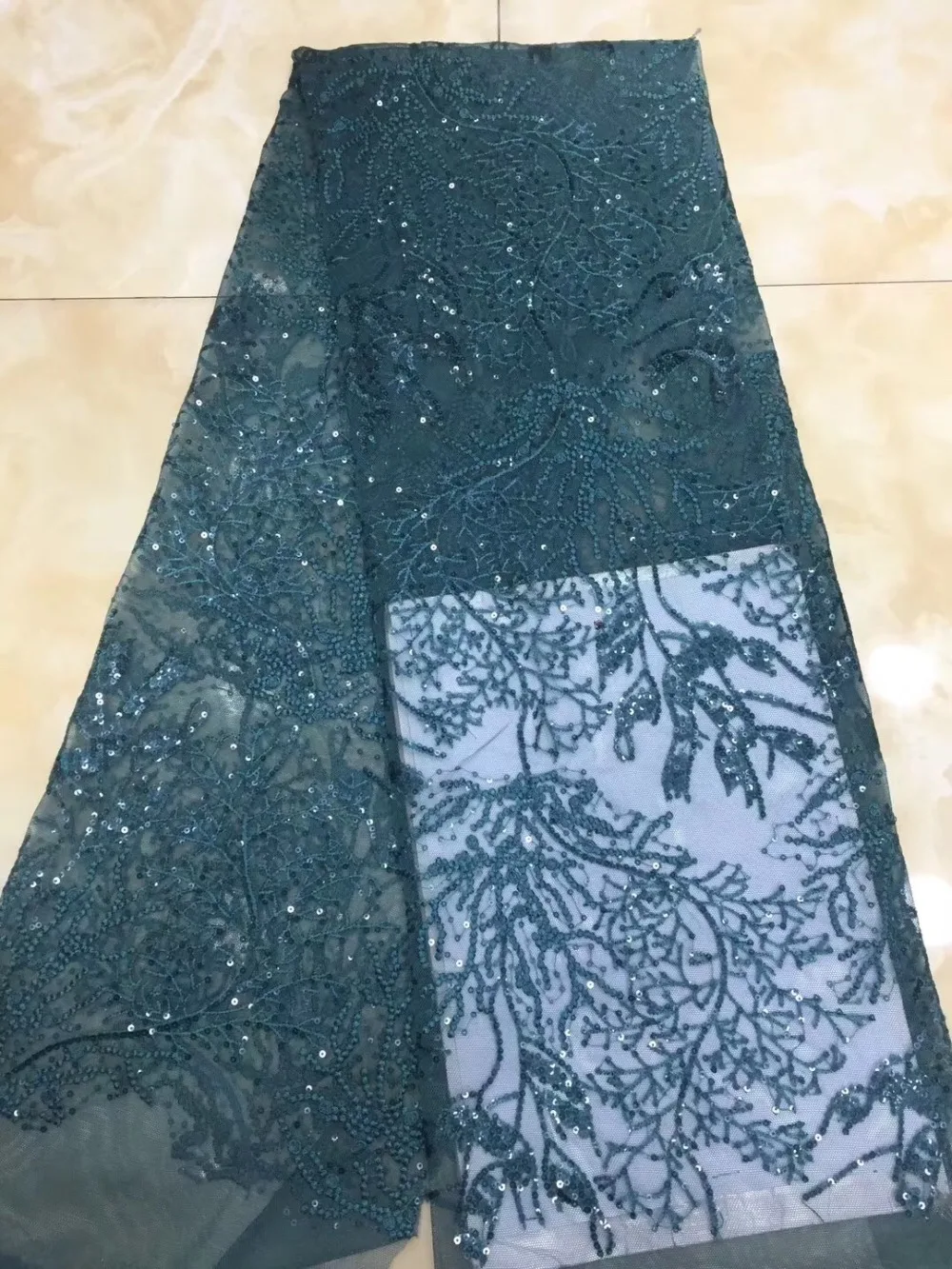 

Free shipping 5 yards/lot New arrival French mesh lace with small sequins for high-end bridal gown! zdp084