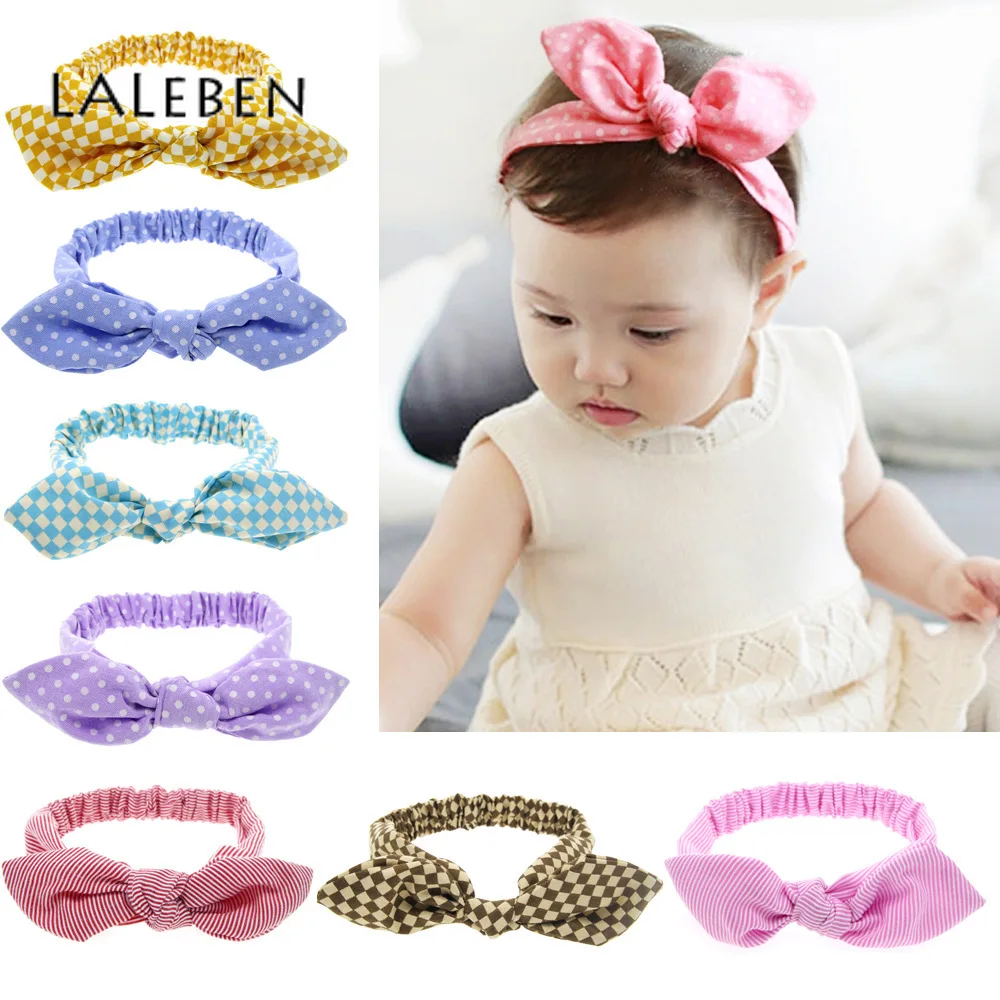 

Laleben Spring Infant Headwear Bow Baby Dot Rabbit Ear Hair Band Cotton Spandex Printed Girls Headwear Baby Hair Accessories