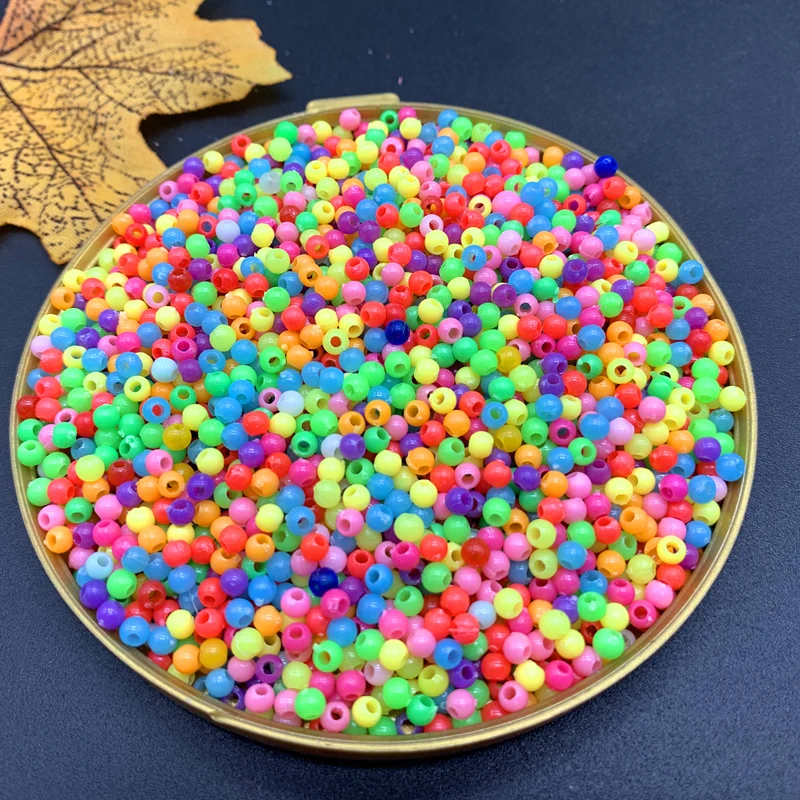 1000/500 pcs /lot 3/4mm Multi Colors Acrylic Round Beads For DIY Bracelets& Necklaces Jewelry Makings Accessories#ZV11