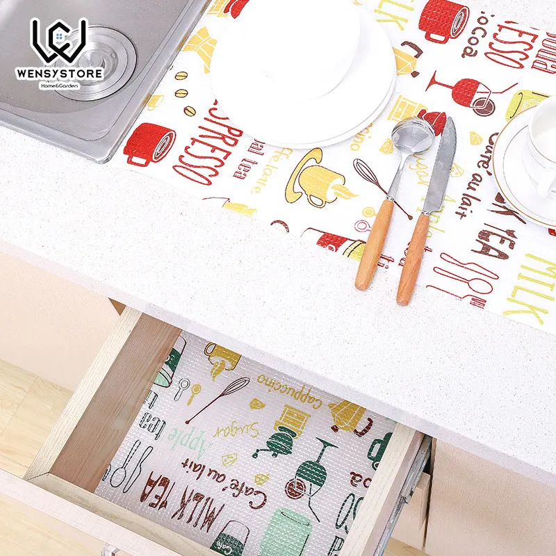 

Cartoon Cut Cabinets Pad Paper Drawer Thick Waterproof Moisture Kitchen Stickers Home Wardrobe Pad Shoes Cabinet Mat XFx30