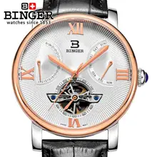 Switzerland men’s watch luxury brand Wristwatches BINGER Mechanical clock Diver waterproof leather strap watch BG-0408-5