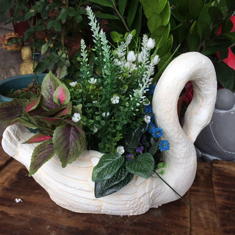 Открытый парк цемент ваза в форме лебедя фигурки ремесла украшения пейзаж домашняя ваза с животными сад большой цветочный горшок статуи аксессуары