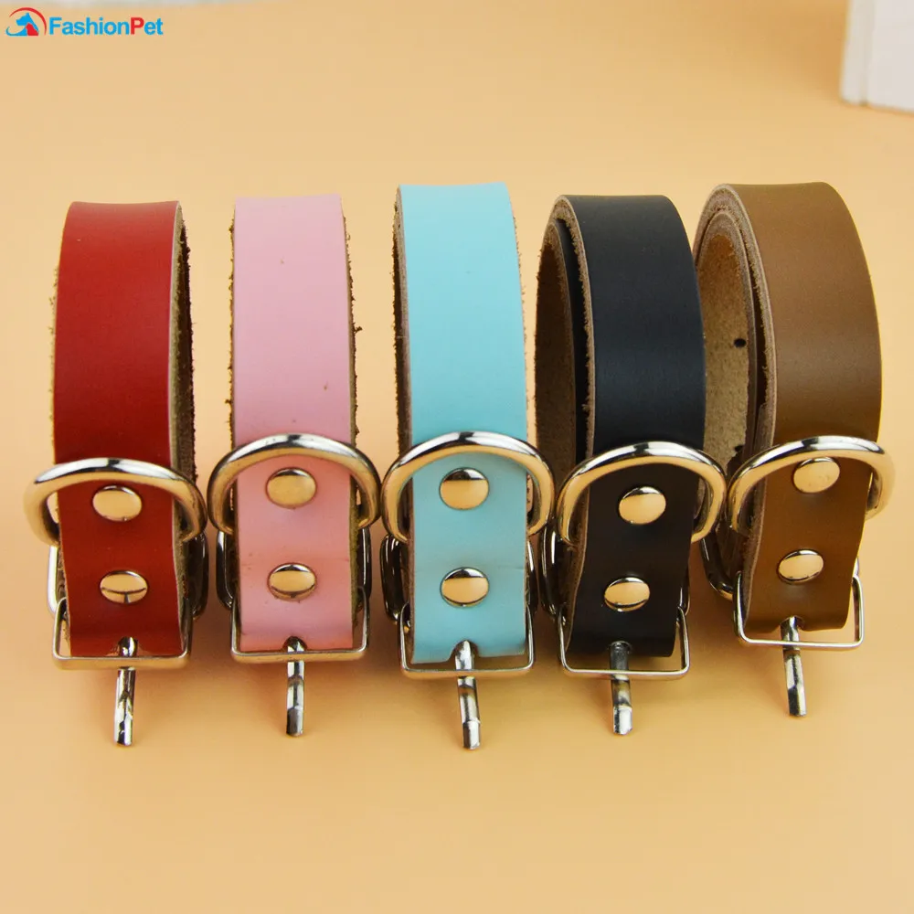 

5 Colors 4 Sizes Pet Collar Solid Color PU leather Dog Pet Necklace Leash Lead