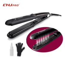 CHJ Ceramic Hair Steam Straightener Brown Chapinha Flat Iron Plate Wet/Dry Led Vapor Hair Iron Steamer Styling Tool #KR-088A steam iron galaxy gl 6122 brown