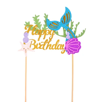 

Pink Green Mermaid Tail Cake Topper Cake Decoration Dessert Decoration for Birthday Party Lovely Gifts