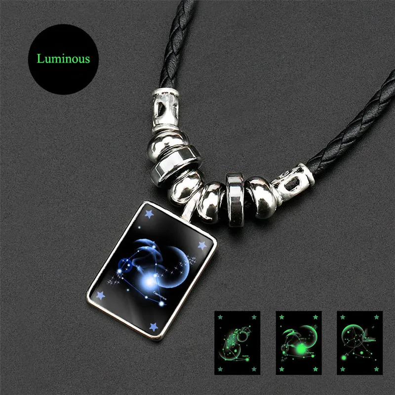 

NIUYITID Luminous Star Universe Zodiac Necklaces & Pendants Men Women 12 Constellation Necklace Jewelry Accessories Bijoux Male