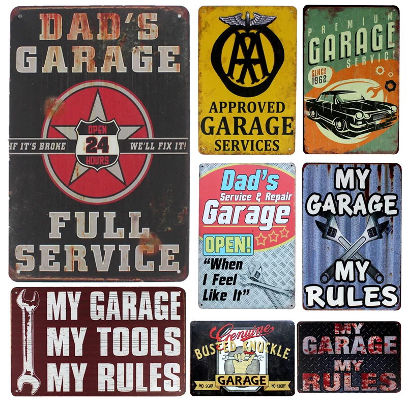 

[inFour+]Garage Service Car Vintage Metal Sign Home Decor Vintage Tin Signs Pub Vintage Decorative Plates Metal Wall Art Plaques