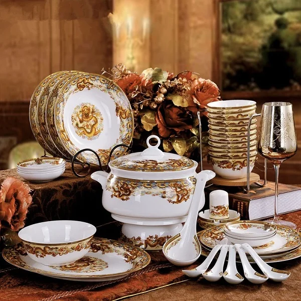 Jingdezhen ceramic tableware 56pieces bone china tableware set hotel
