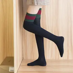 Новый Полный Хлопок Чулки Модные женские носки корейский стиль Повседневное однотонный яркий цвет полосы Для женщин носки новинка длинные