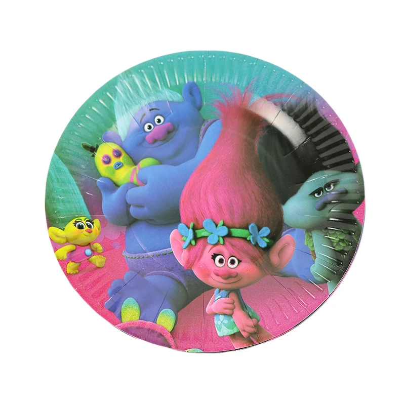 Тема троллей мультфильм набор для вечеринки воздушный шар посуда тарелка салфетки баннер день рождения коробка конфет детский душ вечерние украшения