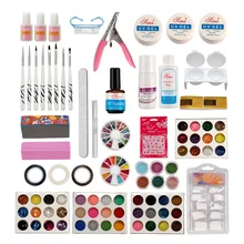 Pro 27in1 ногтей Книги по искусству кисть клей блеск порошок Top Coat UV Гель украшения набор инструментов#29 компл