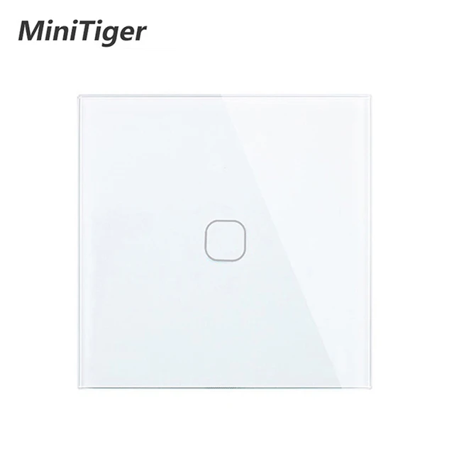 

EU/UK standard Touch Switch White Crystal Glass Panel Touch Switch, AC220V, EU 1 Gang 1Way Light Wall Touch Screen Switch