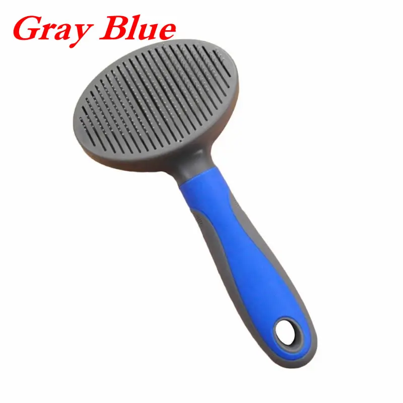 Gray Blue Расчески для собак, кошек, волос, тип, расческа для питомцев, кошек, собак, общего назначения, автоматическое удаление волос, самоочищающиеся расчески для домашних животных, тонкая открытая игла - Цвет: Gray Blue