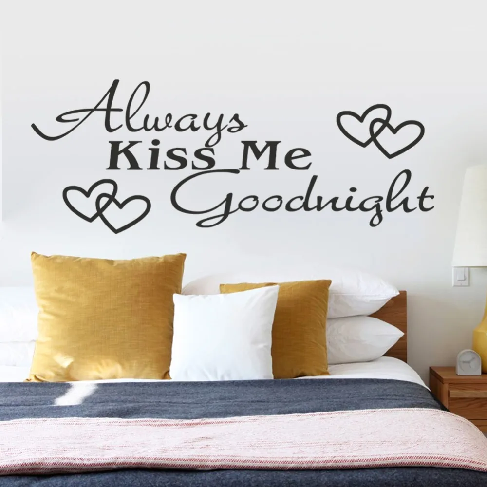 Креативные наклейки на стену Always Kiss Me Goodnight Love Quotes домашние указатели на двери виниловые художественные фрески домашний декор парные украшения комнаты