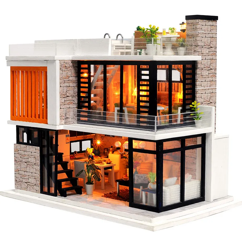 Furniture Doll House Wooden Miniature Diy Dollhouse Furniture Kit