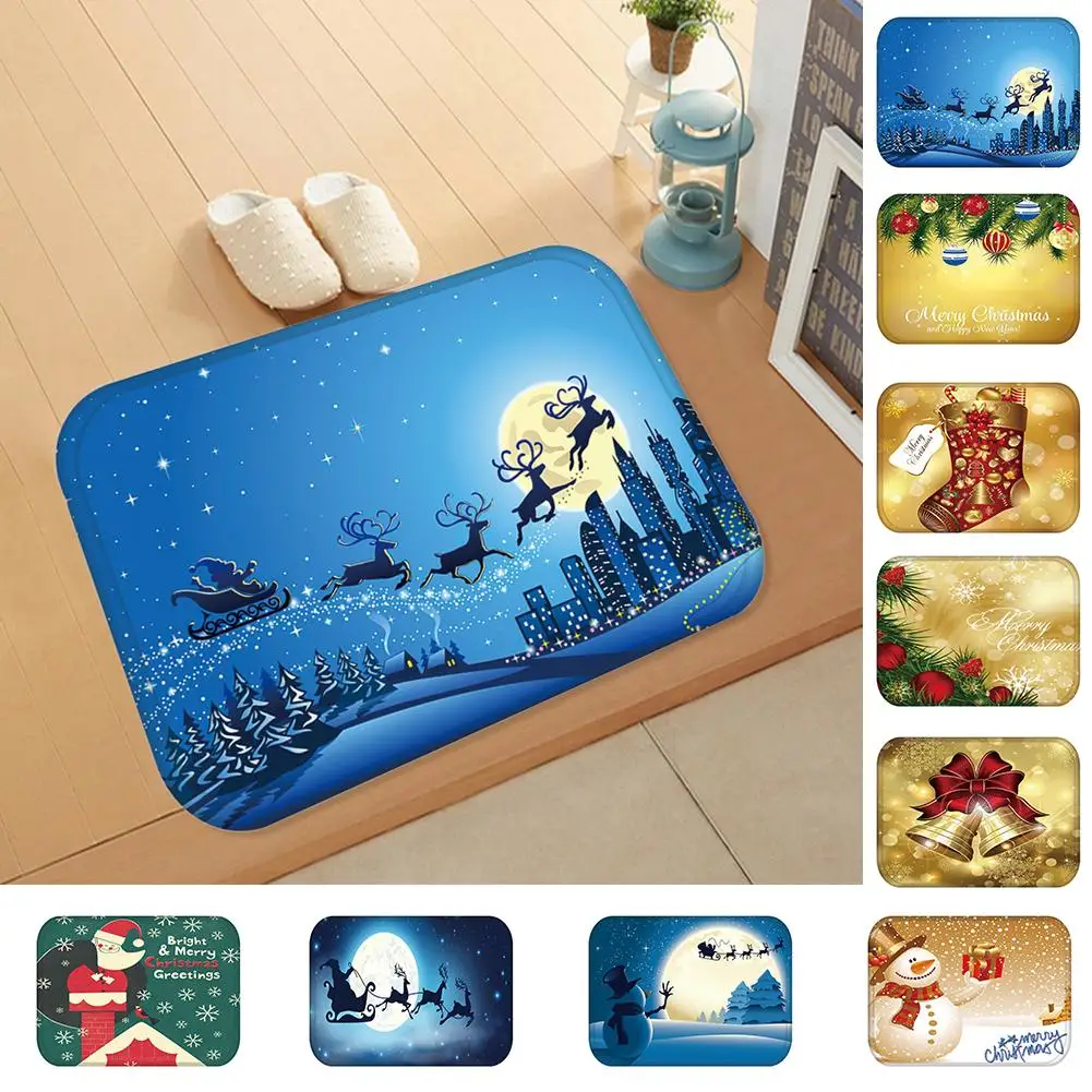 

Fashion Christmas Bell Snowflake Anti-slip Doormat Rug Floor Mat Kitchen Bathroom Decor new