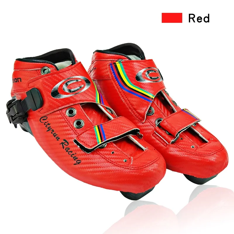 Взрослые детские скоростные катания обувь мужские и женские роликовые коньки Профессиональные черные, желтые, красные, синие, белые и зеленые сапоги - Цвет: Red