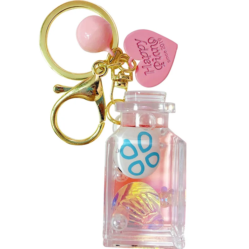 

Cute Ocean Animal Key Chains Glitter Quicksand Keychain Liquid Keyring Drift Bottle Key Chain Bag Pendant Couples Women Men Gift