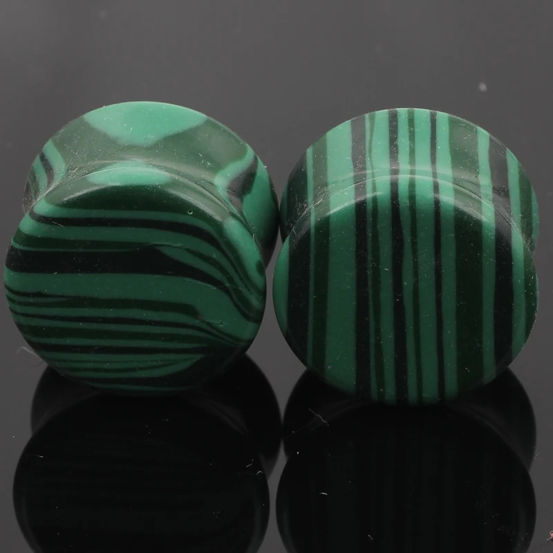 Genuine Opalite Organic Natural Polished Stone Ear Plug or Flesh Tunnel New Peacock stretcher plugs expander body jewelry