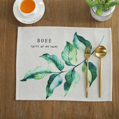 

Thicken European Flower Design Kitchen Dinner Use Textile Table Mat Cotton Linen Home Kitchen Towel Table Napkin Coffee Tea Pad