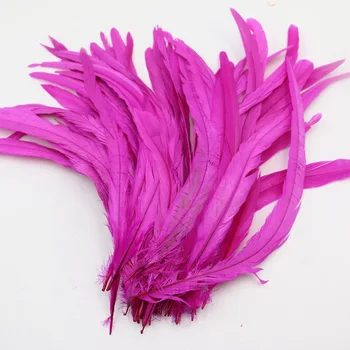 

100pcs Dyed Loose Chicken tail feather hot pink Dyed Badger Saddle Rooster feather Hair extension adornment 30-35cm/10-12inch