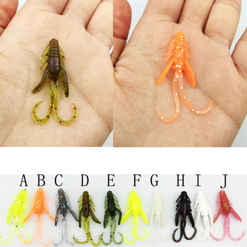 Image 20pc lot 10 Colors fishing lure soft 37mm 0.8g  grub artificial Trout crankbait Panfish Crappie Bream soft bait  170