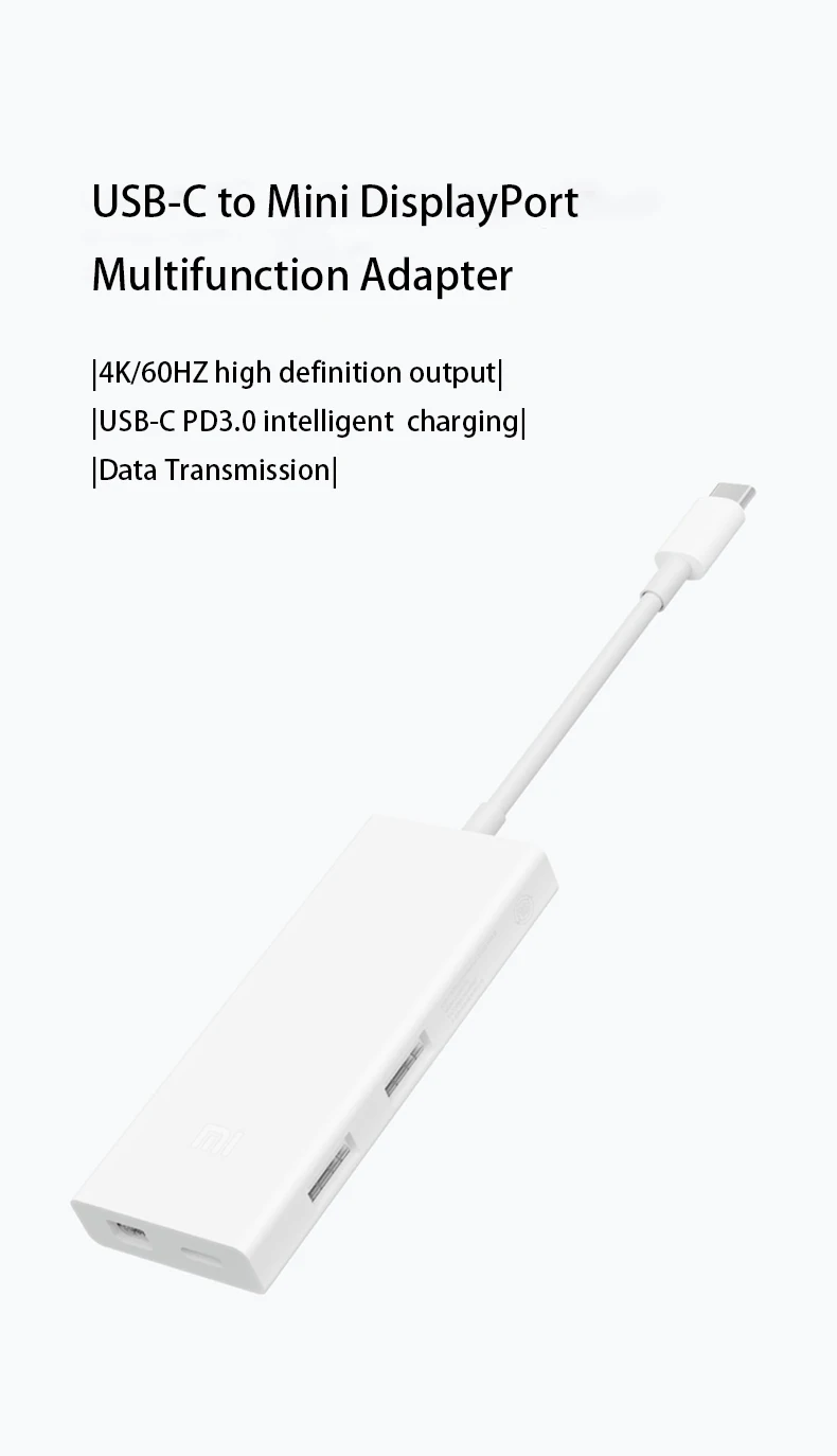 Адаптер xiaomi type-C для DP/Mini DP USB A* 2(USB) быстрая скорость передачи vidoe Быстрая зарядка