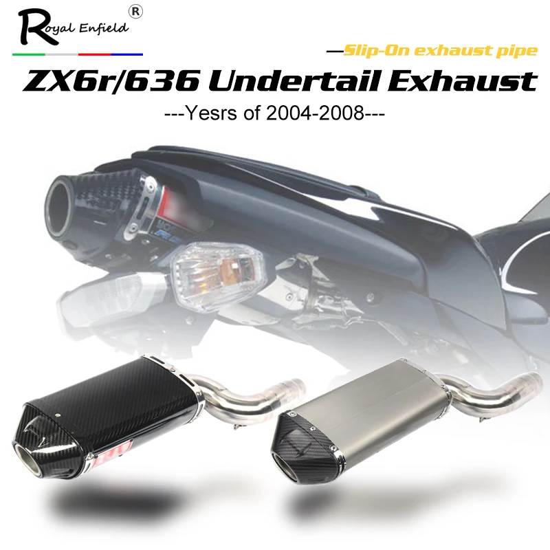 

ZX6R ZX636 Motorcycle Exhaust System Carbon Fiber Pipe Middle Mid Link Pipe Slip on Full Pipe For Kawasaki ZX6R ZX636 2004-2008