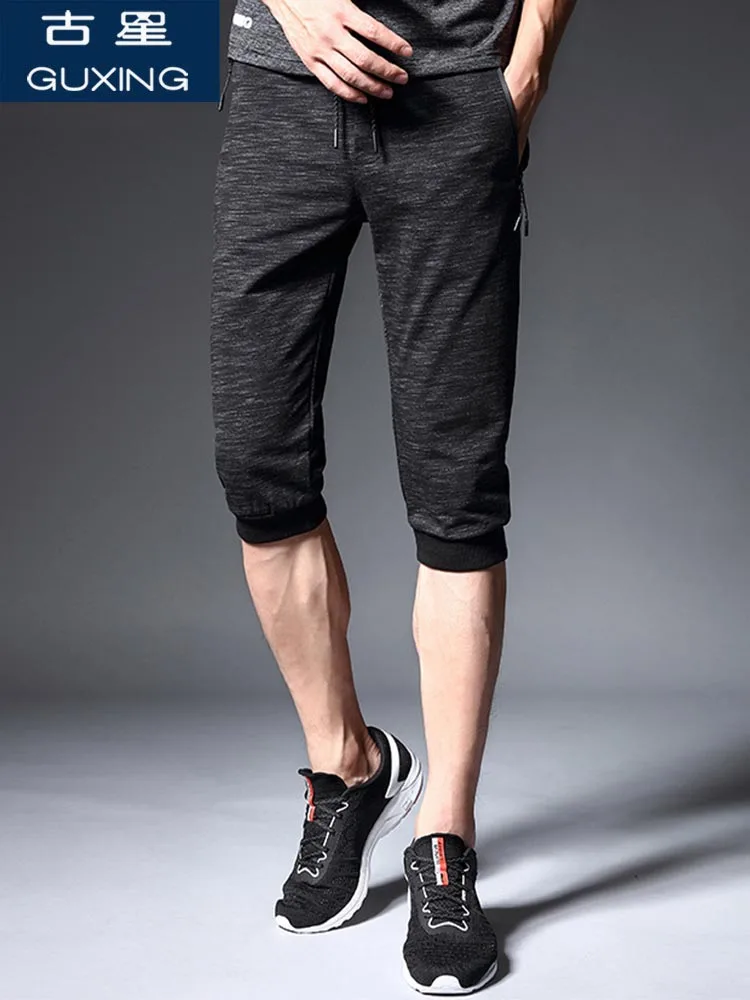 Rnning шорты мужские тренировочные брюки с эластичной резинкой на талии семь частей брюки мужские досуг фитнес, тренажерный зал тренировки спортивные брюки#3225