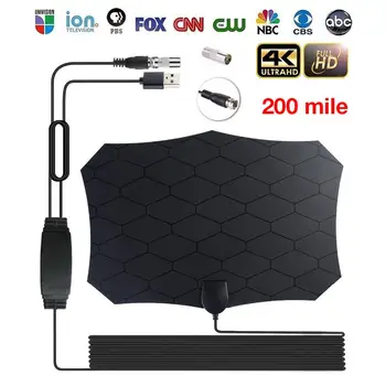 

200 Mile Digital TV Antenna 4K 25DB HDTV Grid Antenna With Amplifier Signal Booster Radius Fox DVB-T2 Indoor Satellite