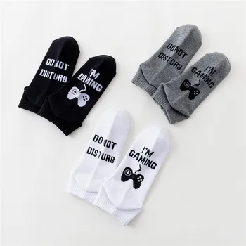 

2019 Unisex Novelty Sock "I'M GAMING DO NOT DISTURB" Funny Socks Soft Cotton Casual Print Letter Women's Socks Female Short Sox